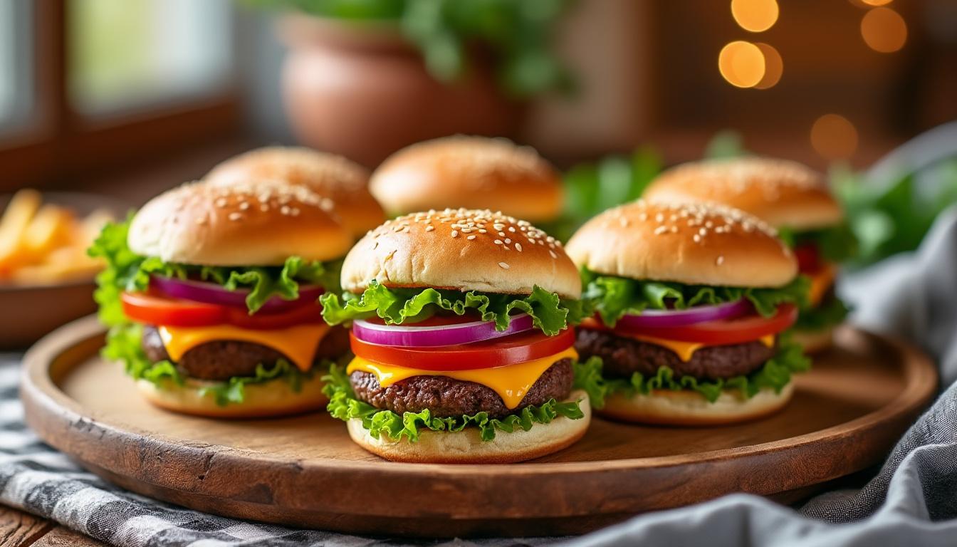 préparez des mini burgers faits maison en un rien de temps ! idéal pour des soirées entre amis, ce repas convivial ravira petits et grands avec des recettes faciles et rapides à réaliser.